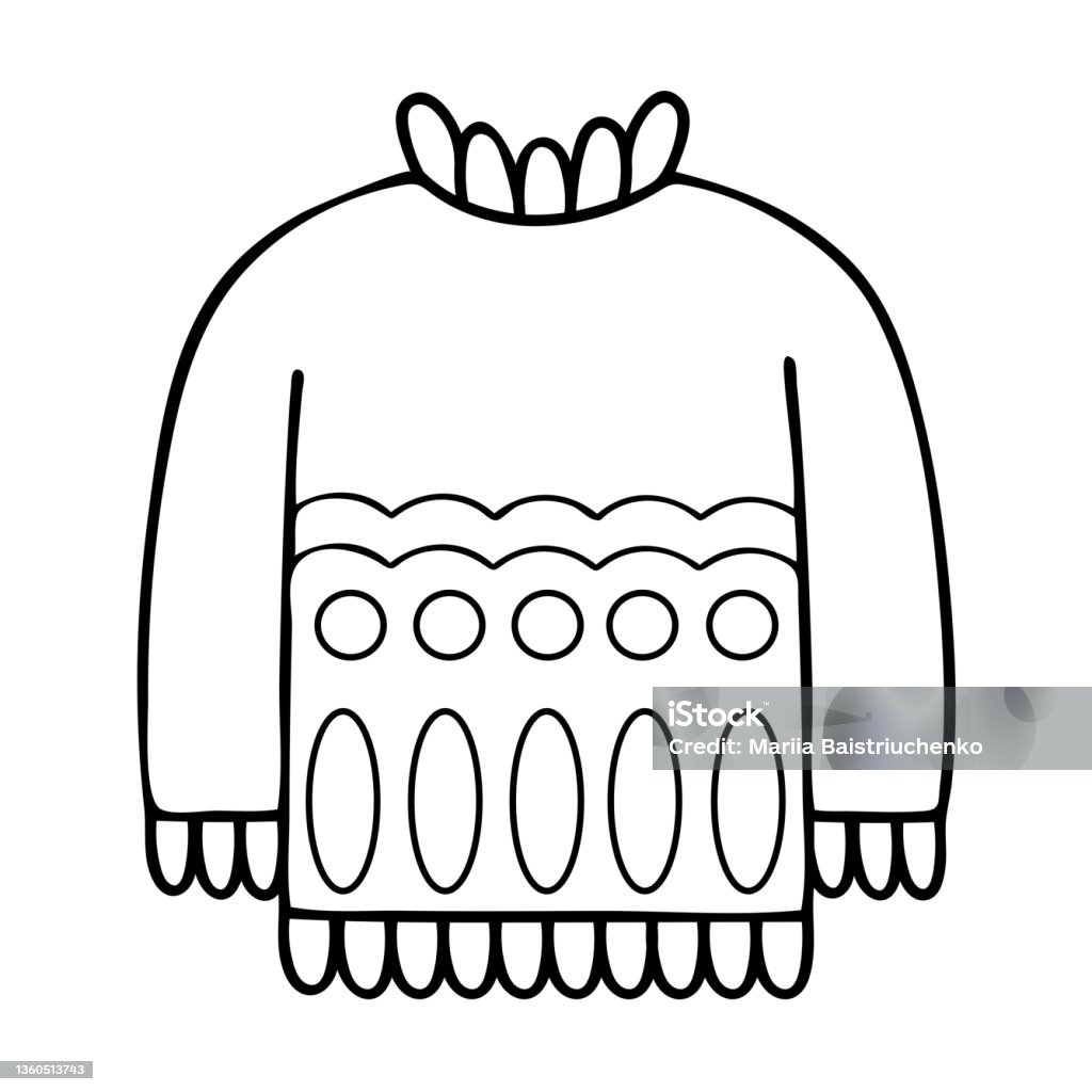 Coloring Page Warm Sweater With Patterns Winter Cozy Clothes With A ...