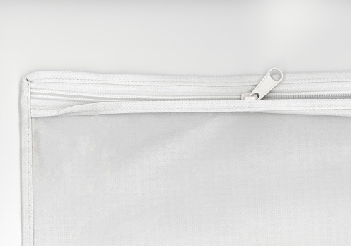 transparent plastic nylon bag with white zipper