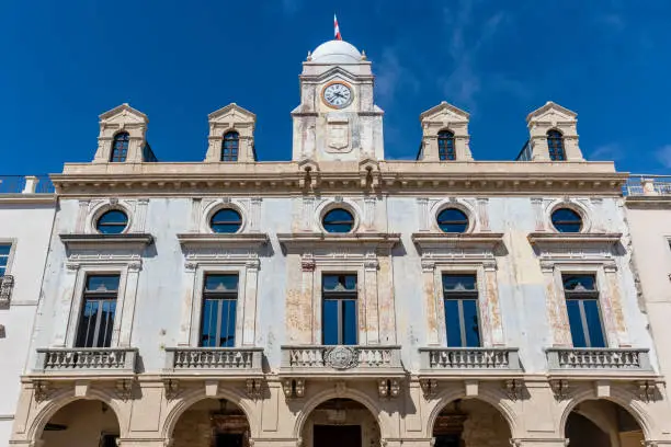 Facade of the cityhall in the old center of Almeria, Andalusia, Spain, Europe