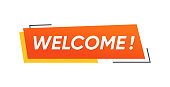 istock Welcome text ribbon banner vector design 1360515688