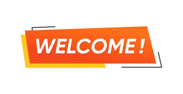 Welcome text ribbon banner vector design Welcome text ribbon banner vector design web banner stock illustrations