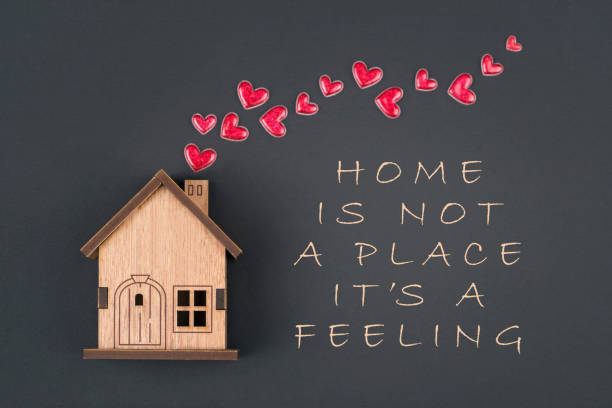 Wooden house with happy face stickers
