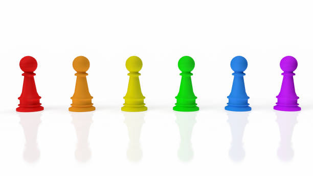 The chess  multi color on white background for lgbtq concept 3d rendering
