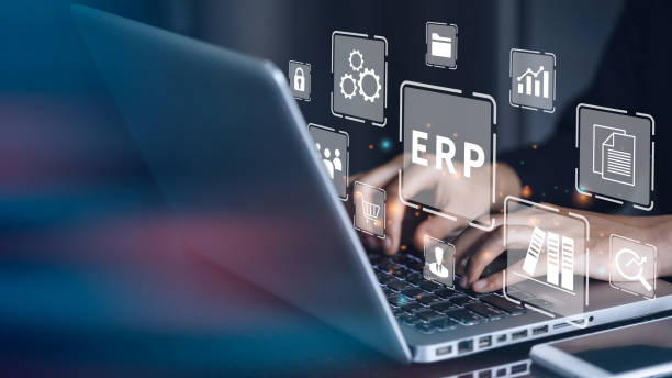 istock Businessman using a computer to document management for ERP. Enterprise resource planning concept. 1360521377