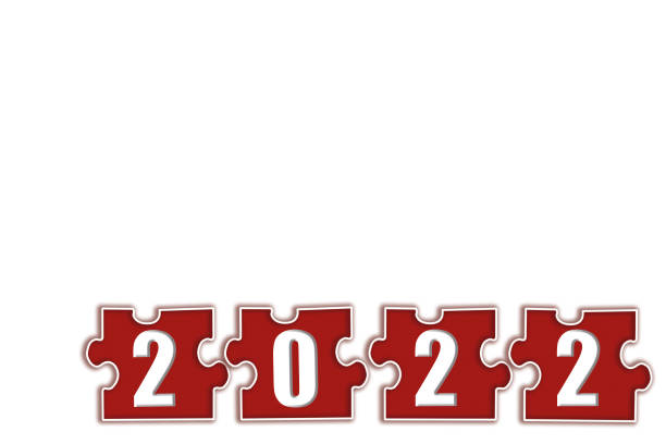 istock Welcome to 2022. Puzzle elements with numbers 2, 0 on an isolated background. Red details with white numbers close-up 1360525929