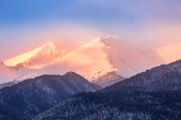 Bulgaria Pirin peaks mountain panorama stock photo
