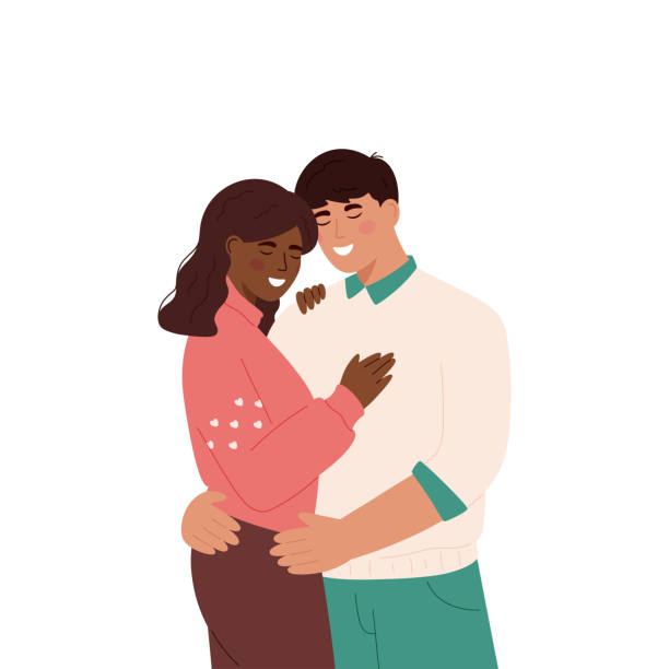ilustrações, clipart, desenhos animados e ícones de casal da diversidade apaixonado - couple in love