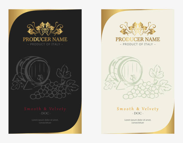 Premium Quality Red and White Wine Labels vector art illustration