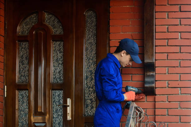 istock Young man contractor worker in blue overalls 1360532762