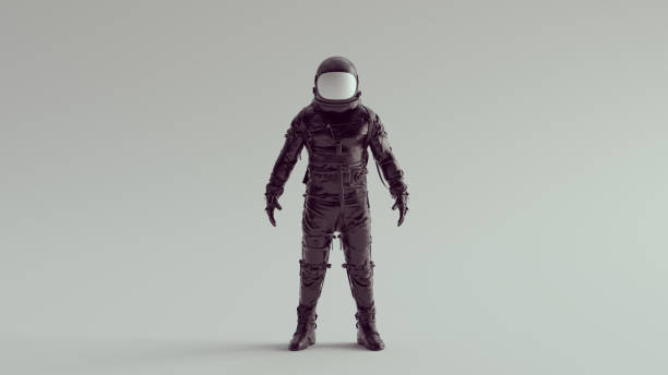 istock Black Astronaut Cosmonaut with White Helmet Visor Front View Spaceman Vintage 1980s Space Technology 1360534415