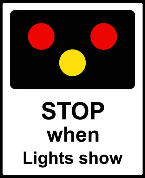 Vector illustration of Light signals ahead at level crossing, bridge or airfield
