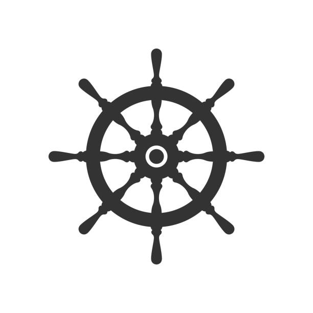 Ship wheel Helm wheel ship graphic icon. Steering wheel sign isolated on white background.  Vector illustration rudder stock illustrations