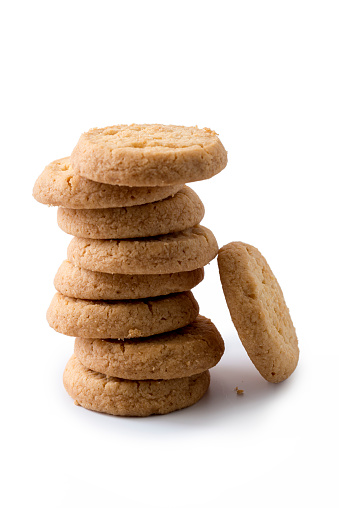 Stack of oatmeal cookies isolated on white background