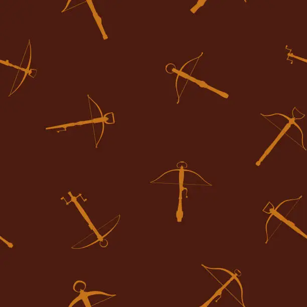 Vector illustration of Seamless pattern with ancient Crossbows