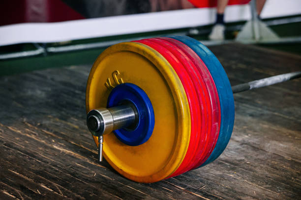 istock 300 kg barbell for deadlift exercise on platform 1360545095