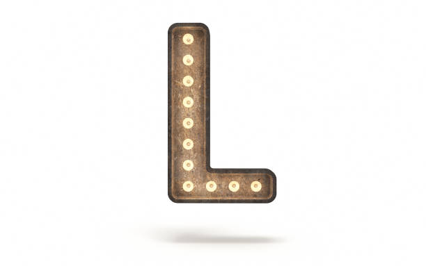 istock Letter L decorated with light bulb covered with concrete 1360546167