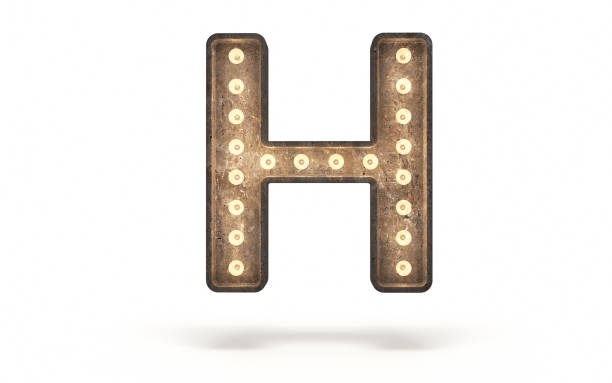 istock Letter H decorated with light bulb covered with concrete 1360546350