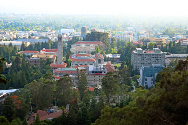 University Of California Berkeley Campus Berkeley, California, USA - July 2, 2016: The campus of the University of California, Berkeley in Berkeley, California which is the main and original college of the University of California college system on a hazy afternoon. berkeley california stock pictures, royalty-free photos & images