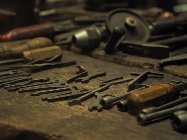 istock The tinsmith workshop where people worked in ancient times and the materials used. 1360553041