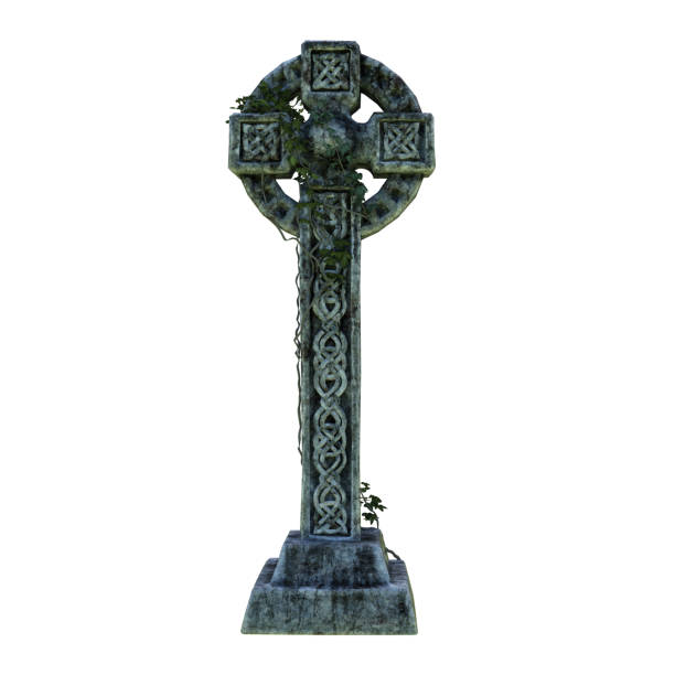 istock 3D illustration of an old grey gothic gravestone. 1360553077