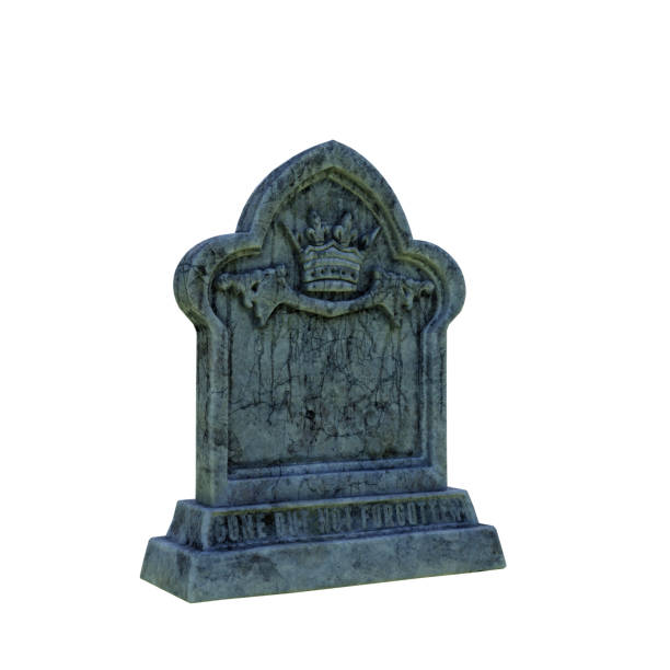 istock 3D illustration of an old grey tombstone. 1360553087