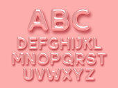 istock 3d glossy pink alphabet vector set. 1360553985