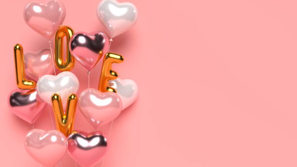 istock 3d glossy heart balloons with gold word love. 1360554384