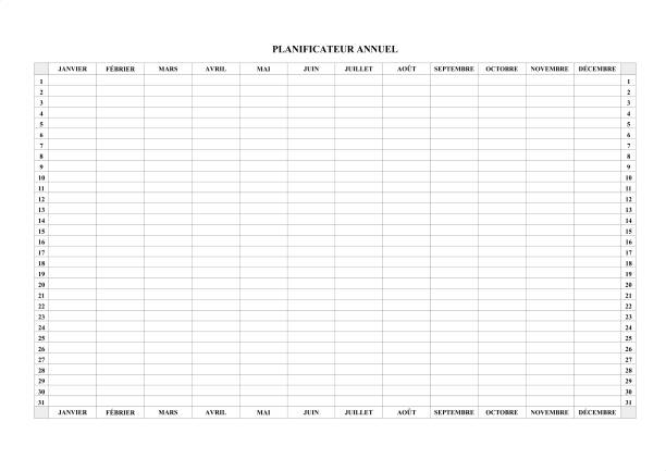 istock Yearly calendar 2022 schedule with empty cells to write. Planner 2022 in French 1360556499