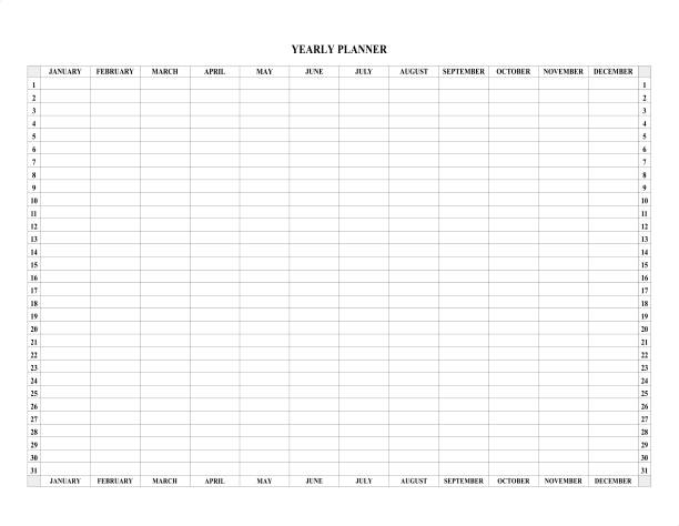 istock Yearly calendar 2022 schedule with empty cells to write. Planner 2022 in English 1360556519