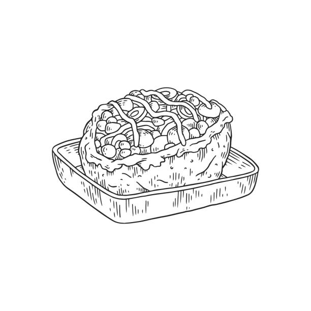 トルコのクンピル料理の焼き芋彫刻ベクトルイラストが分離。 - baked potato点のイラスト素材／クリップアート素材／マンガ素材／アイコン素材