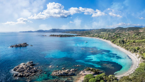 istock Aerial view with Plage de Tamaricciu, Corsica 1360558258