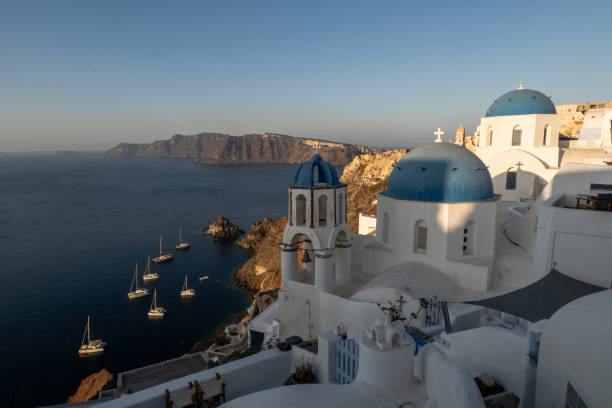 istock Oia blue dome church, Santorini, Greece 1360558289