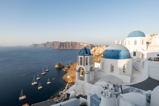 istock Oia blue dome church, Santorini, Greece 1360558319