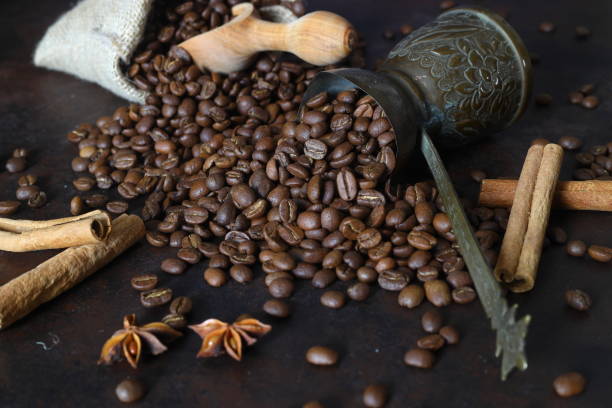 istock macrophotography of coffee beans and turkish coffee pot. 1360562697