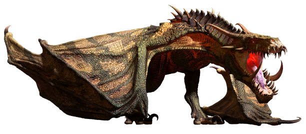 istock Green dragon on the ground 3D illustration 1360565076