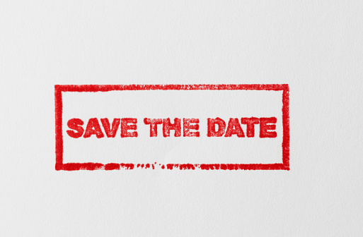 Save The Date red grunge stamp.