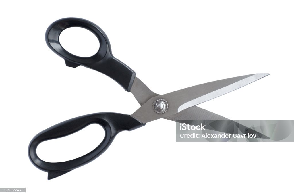Scissors, insulated, on a white background. Scissors for sewing and needlework close-up. Sewing equipment Scissors, insulated, on a white background. Scissors for sewing and needlework close-up. Sewing equipment. Blade Stock Photo