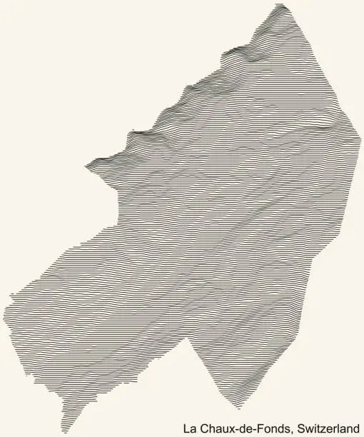 Vector illustration of Vintage beige topographic map of La Chaux-de-Fonds, Switzerland