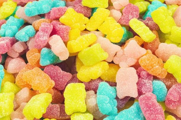 istock Jelly sweats bears background. Top view. 1360568015