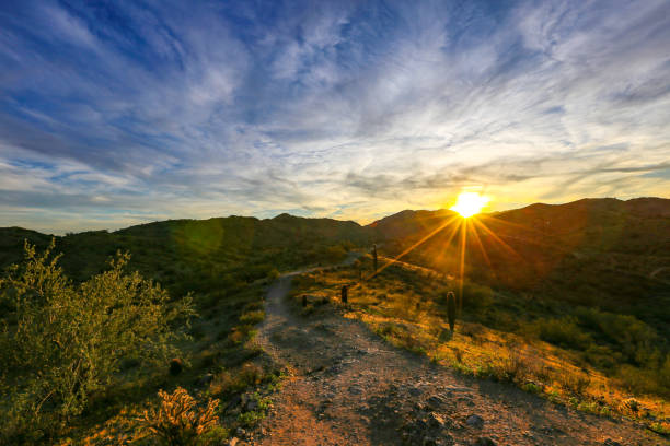 Sunset on the trails in South Mountain in Phoenix, Arizona