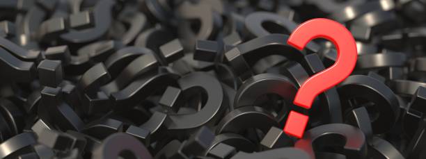 istock Question mark red on black color questionmarks pile background, copy space. 3d illustration 1360568344