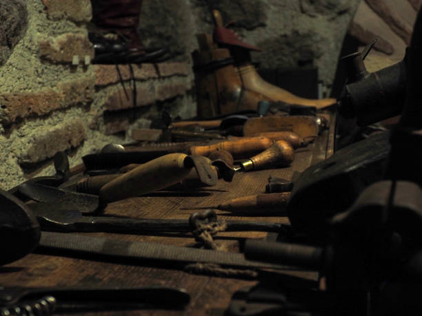 istock The tinsmith workshop where people worked in ancient times and the materials used. 1360570289