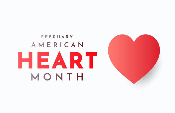 illustrazioni stock, clip art, cartoni animati e icone di tendenza di american heart month, febbraio. vettore - month