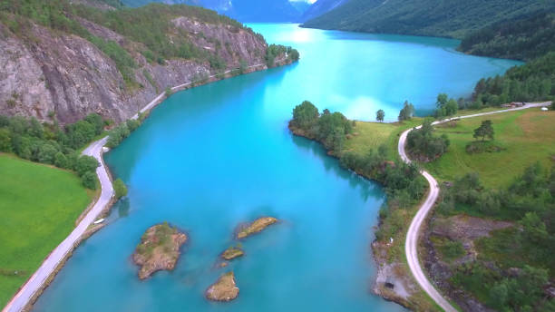 istock Norway coast sea road vacation 1360577527