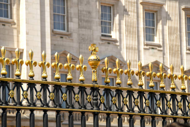 London, United Kingdom. - October 14,  2022 - Color image documenting exterior historic architecture and cultural landmarks of Buckingham Palace.