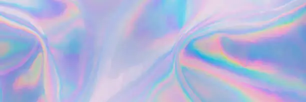 Photo of Abstract blurred rainbow pastel colored holographic banner background