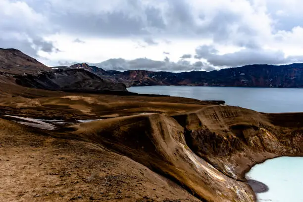 Lake Oskjuvatn on the crater of the Askja stratovolcano located in Iceland north of the Vatnajokull glacier