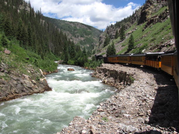 istock Steam engine train traveling from Durango to Silverton Colorado along the Animas river 1360587313