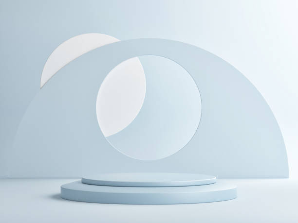 istock Podium minimal geometry for product presentation, blue background. 1360593434
