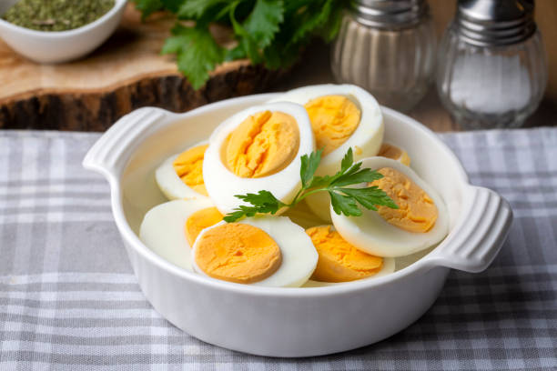 istock Boiled sliced egg, food photo 1360602081